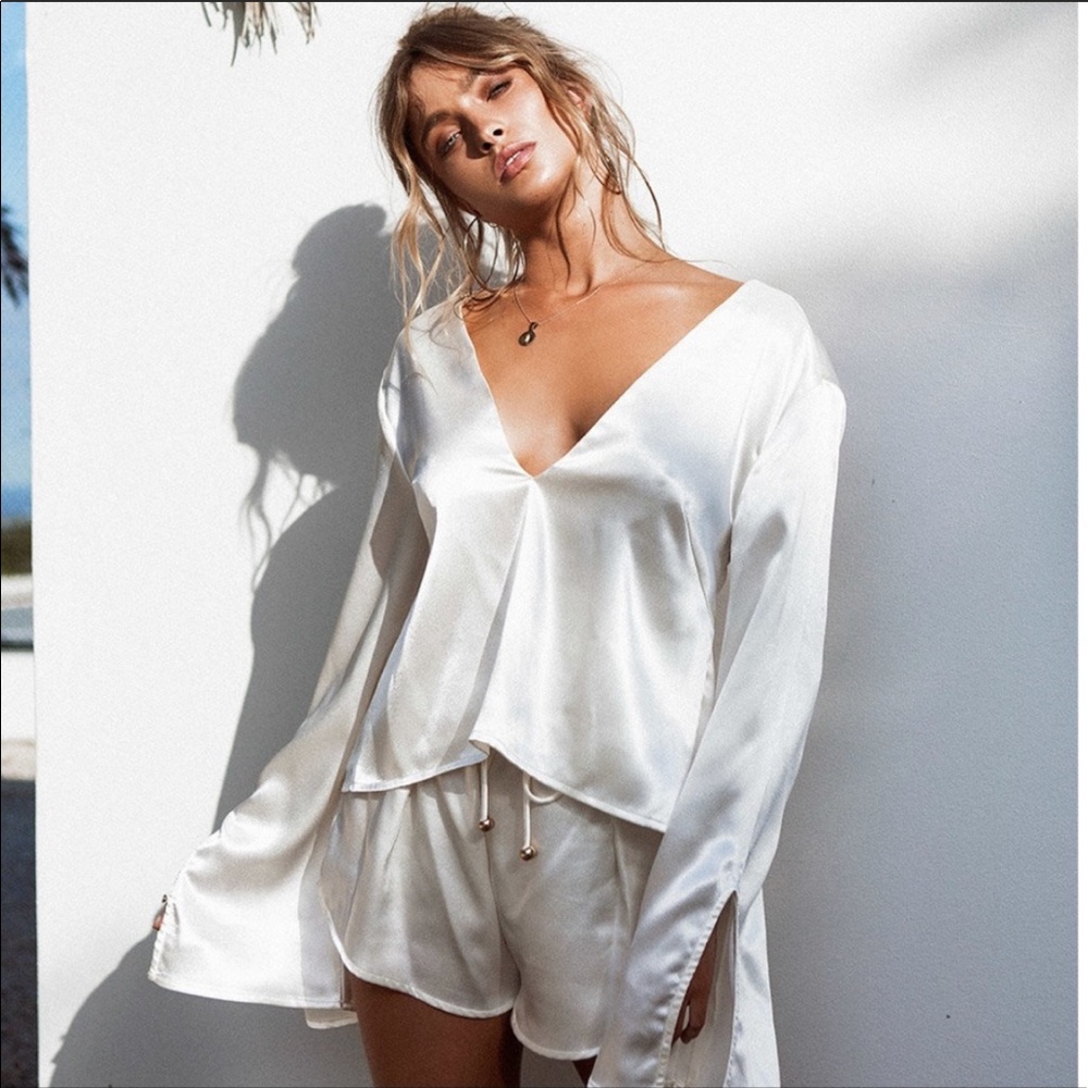White silk top